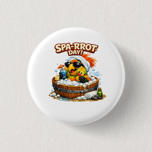 Spa-rrrot Day Funny Parrot Spa Relax Design Ronde Button 3,2 Cm (Voorkant)