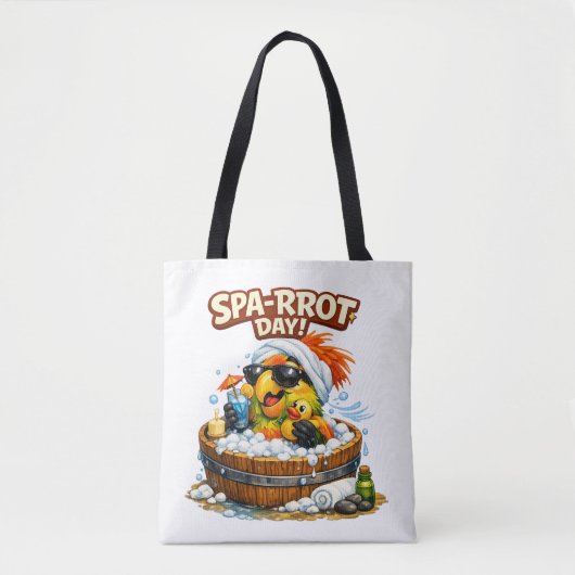 Spa-rrrot Day Funny Parrot Spa Relax Design Tote Bag (Voorkant)