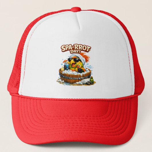 Spa-rrrot Day Funny Parrot Spa Relax Design Trucker Pet (Voorkant)