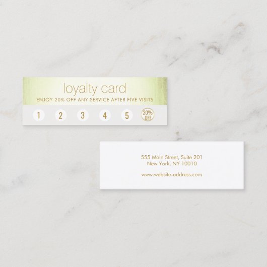 Spa Salon 6 Punch Klant Loyalty Green Stripe (Voorkant / Achterkant)