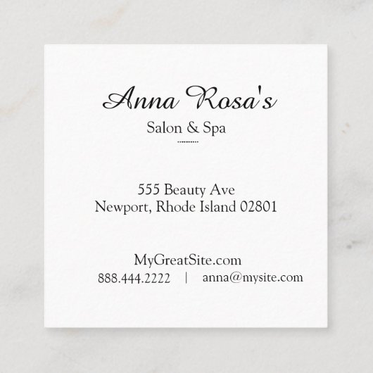 *~* Spa & Salon Abstract artistiek blauw beeld Vierkante Visitekaartje (Achterkant)