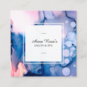 *~* Spa & Salon Abstract Artsy Blauw Roze Chic Vierkante Visitekaartje