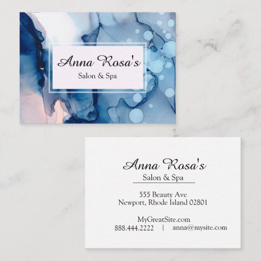*~* Spa & Salon Abstract Blauw Kunstbeeld Visitekaartje (Voorkant / Achterkant)