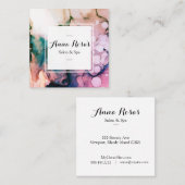 *~* Spa & Salon Abstracte artistieke lavender Chic Vierkante Visitekaartje (Voorkant / Achterkant)