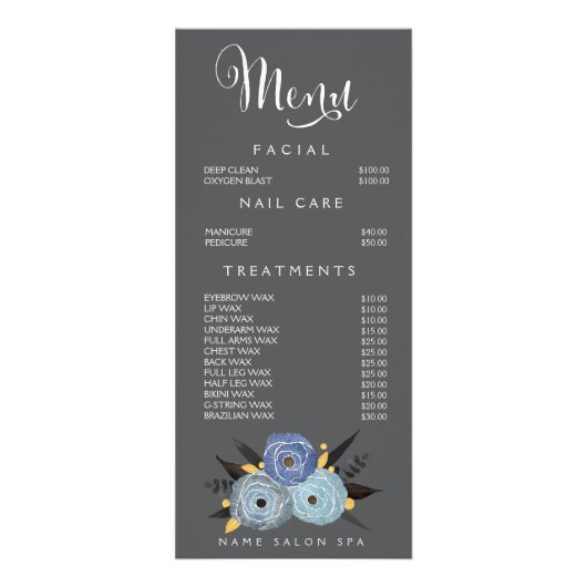 Spa Salon Beautician Menu Designer Prijslijst (Voorkant)