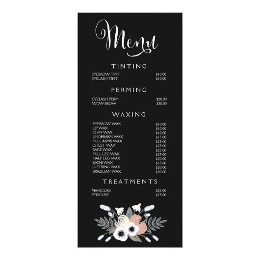 Spa Salon Beautician Menu Designer Prijslijst (Voorkant)