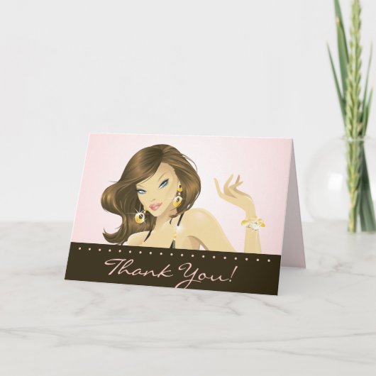 Spa Salon Bedankt Card Roze Vrouw (Voorkant)