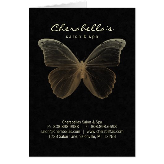 Spa Salon Brochure Wenskaart Beige Butterfly (Voorkant)