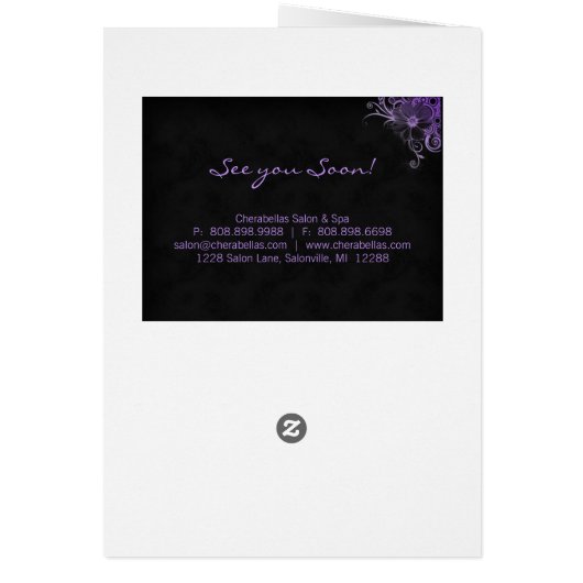 Spa Salon Brochure Wenskaart Floral Paars (Achterkant)