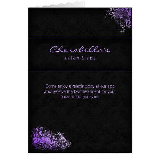 Spa Salon Brochure Wenskaart Floral Paars (Voorkant)