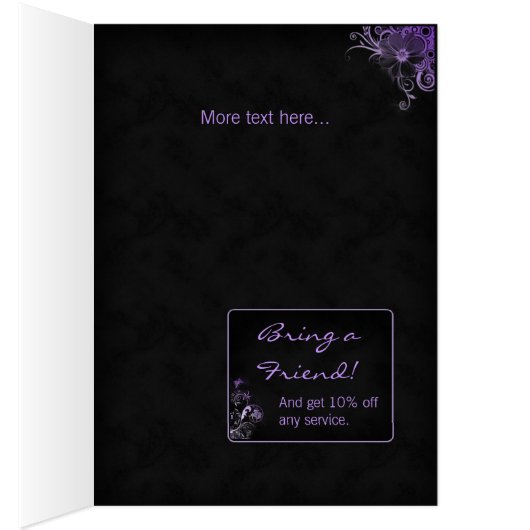 Spa Salon Brochure Wenskaart Floral Paars (Binnen (Rechts))