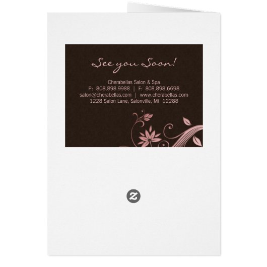 Spa Salon Brochure Wenskaart Roze bloemen (Achterkant)