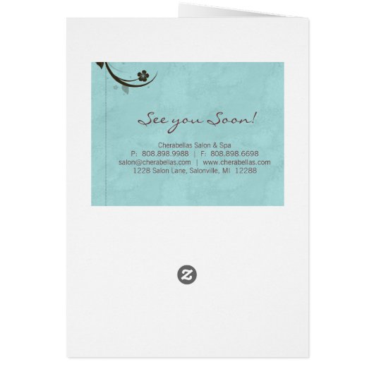 Spa Salon Brochure Wenskaart Watery Blue (Achterkant)