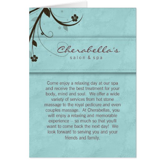 Spa Salon Brochure Wenskaart Watery Blue (Voorkant)