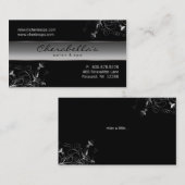 Spa - Salon Flower Elegant Silver Visitekaartje (Voorkant / Achterkant)