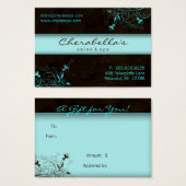 Spa - Salon Flower Elegant Turquoise Gift Kaart (Voorkant /achterkant)