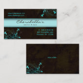 Spa - Salon Flower Elegant Turquoise Visitekaartje (Voorkant / Achterkant)