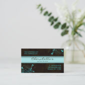 Spa - Salon Flower Elegant Turquoise Visitekaartje (Staand voorkant)