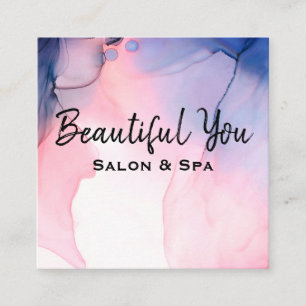 *~* Spa Salon Lashes Hair Nails Massage Waterverf Vierkante Visitekaartje