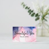 *~* Spa Salon Lashes Hair Nails Massage Waterverf Visitekaartje (Staand voorkant)