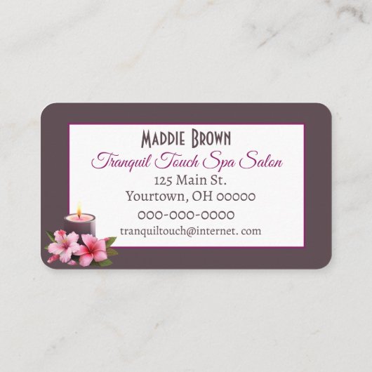 Spa Salon met handdoeken en orchideeën Visitekaartje (Achterkant)