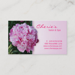 Spa - Salon Pink Peony Flower Visitekaartje Afsprakenkaartje
