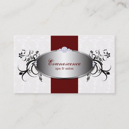 Spa Salon Red Swirls Floral Elegant Visitekaartje (Voorkant)