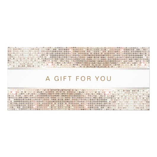 Spa Salon Striped FAUX Silver Sequin Rack Card Reclamekaart (Voorkant)