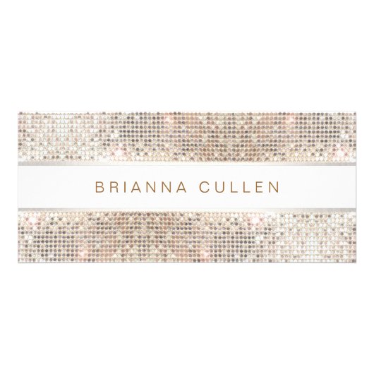 Spa Salon Striped FAUX Silver Sequin Rack Card Reclamekaart (Voorkant)