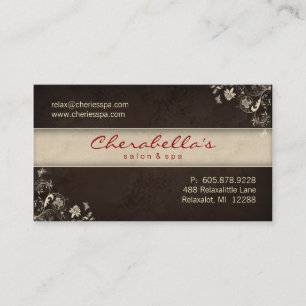Spa Salon Visitekaartje Floral Butterflies Brown C