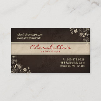 Spa Salon Visitekaartje Floral Butterflies Brown C