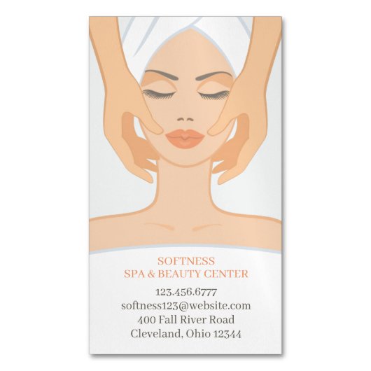 Spa schoonheidsmassage magnetisch visitekaartje (Voorkant Verticaal)