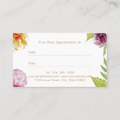 SPA Schoonheidssalon Girly Floral Afspraakkaart Afsprakenkaartje (Achterkant)