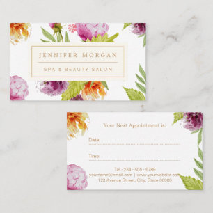 SPA Schoonheidssalon Girly Floral Afspraakkaart Afsprakenkaartje
