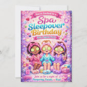 Spa Slaapfeest Verjaardagsfeest Uitnodiging - Meis (Voorkant)