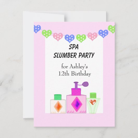 Spa Slaapfeest voor Meisjes Kaart (Voorkant)