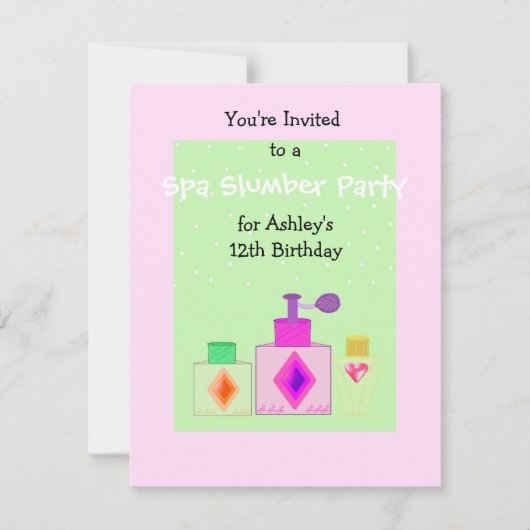 Spa Slaapfeest voor Meisjes Kaart (Voorkant)