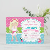 Spa Sleepover Birthday Party Invitation Kaart (Staand voorkant)