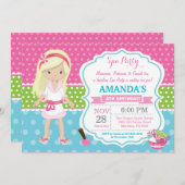Spa Sleepover Birthday Party Invitation Kaart (Voorkant / Achterkant)