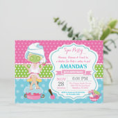 Spa Sleepover Birthday Party Invitation Kaart (Staand voorkant)