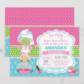 Spa Sleepover Birthday Party Invitation Kaart (Voorkant / Achterkant)