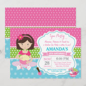 Spa Sleepover Birthday Party Invitation Kaart (Voorkant / Achterkant)
