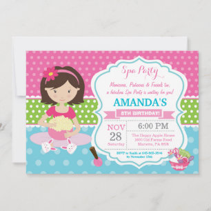 Spa Sleepover Birthday Party Invitation Kaart
