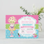 Spa Sleepover Birthday Party Invitation Kaart (Staand voorkant)