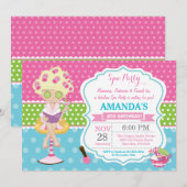 Spa Sleepover Birthday Party Invitation Kaart (Voorkant / Achterkant)