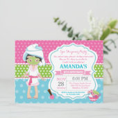 Spa Sleepover Slumber Birthday Party Invitation Kaart (Staand voorkant)