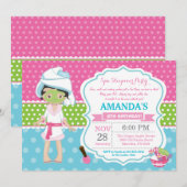 Spa Sleepover Slumber Birthday Party Invitation Kaart (Voorkant / Achterkant)