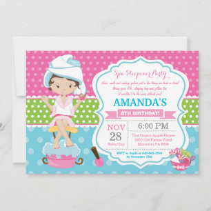 Spa Sleepover Slumber Birthday Party Invitation Kaart