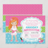 Spa Sleepover Slumber Birthday Party Invitation Kaart (Voorkant / Achterkant)