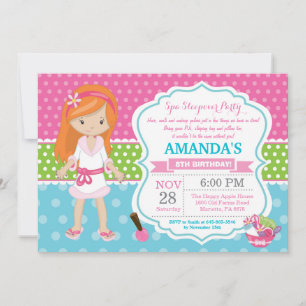 Spa Sleepover Slumber Birthday Party Invitation Kaart
